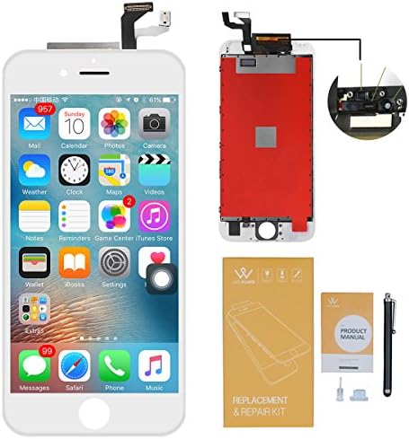 WEELPOWER LCD Touch Screen Digitizer Glass Replacement Assembly for iPhone 6S with Repair Tool(White)