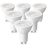 Lepro GU10 LED Bulb Dimmable, 50W Halogen Equivalent Light Bulbs, 5.5W 3000K Soft Warm Light Replacement for Recessed Track Lighting,40°Spotlight for Kitchen Range Hood Living Room & Bedroom, 6 Pack