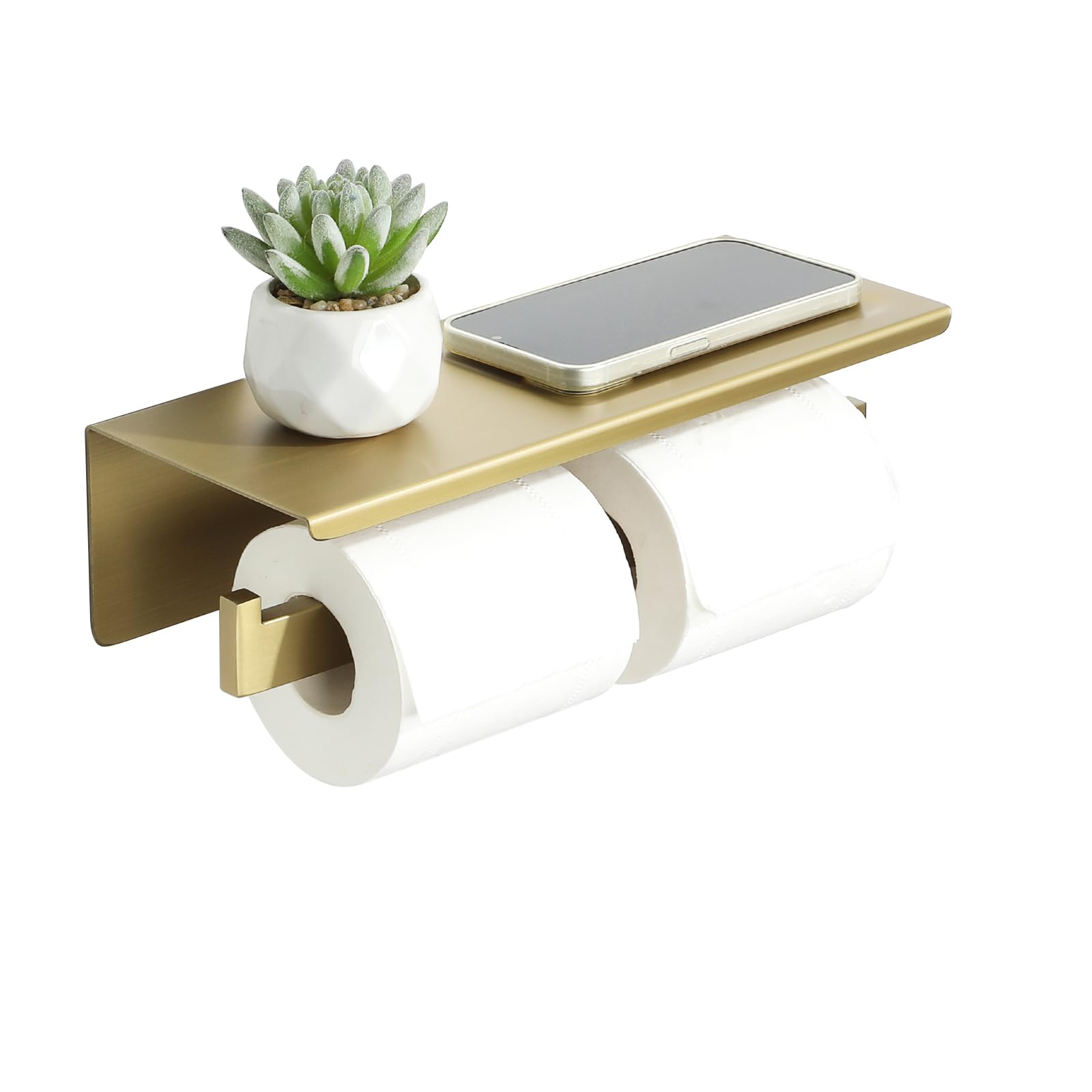 Photo 1 of Alise Toilet Paper Holder,Bathroom Tissue Holder with Shelf,SUS304 Stainless Steel Double Toilet Paper Roll Holder Storage Dispenser