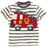 Fiream Little Boys&Girls Summer Cotton Strip T Shirt(Grey White,3T)