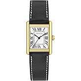 VXFAIZY Rectangular Watch for Women with Vintage Roman Number and Leather Strap