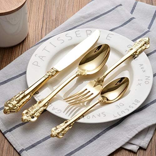 COPP 24 Pieces 304 stainless steel Silver and gold Flatware Set Cutlery Tableware Dinner Fork Spoon Knife,Gold