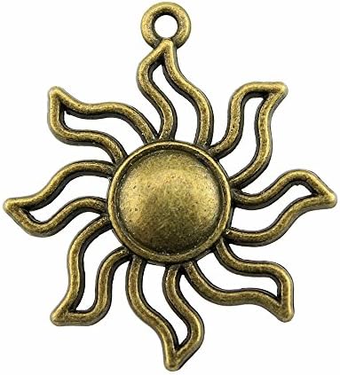 NEWME 18pcs Sun Charms Pendant for DIY Jewelry Wholesale Crafting Bracelet and Necklace Making (Antique Bronze)