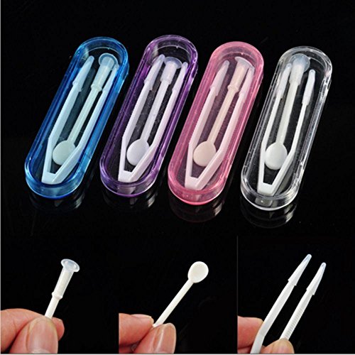 Ligntean Mini Portable Travel Soak Tweezer Container Eye Care Lenses Remover Tool Kit Storage Box