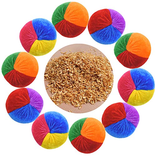 Jyongmer 12 Pack Soft Velvet Hacky Sacks - 3 Colors Footbag Bulk, Fun Carnival Toy Balls for Halloween Party Decoration and Bean Bag Toss Game