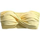 WDIRARA Women's Twist Bandeau Bikini Top Strapless Bathing Suit Tops