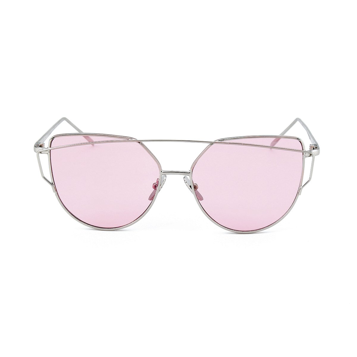 WISH CLUB Women Cat Eye Sunglasses Oversized Transparent Clear Fashion Lens Durable UV400 Glasses(Pink)