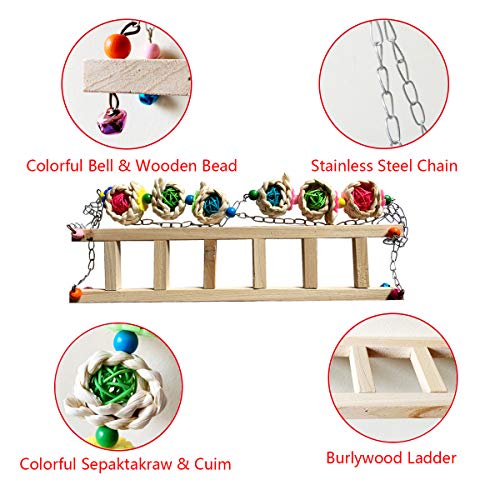 Vehomy Chicken Ladder Swing Chicken Perch Chicken Wood Stand Chicken Toy for Hens Handmade Chicken Swing Ladder Toys for Rooster Large Bird Parrot Hens Macaw - Thumbnail 2