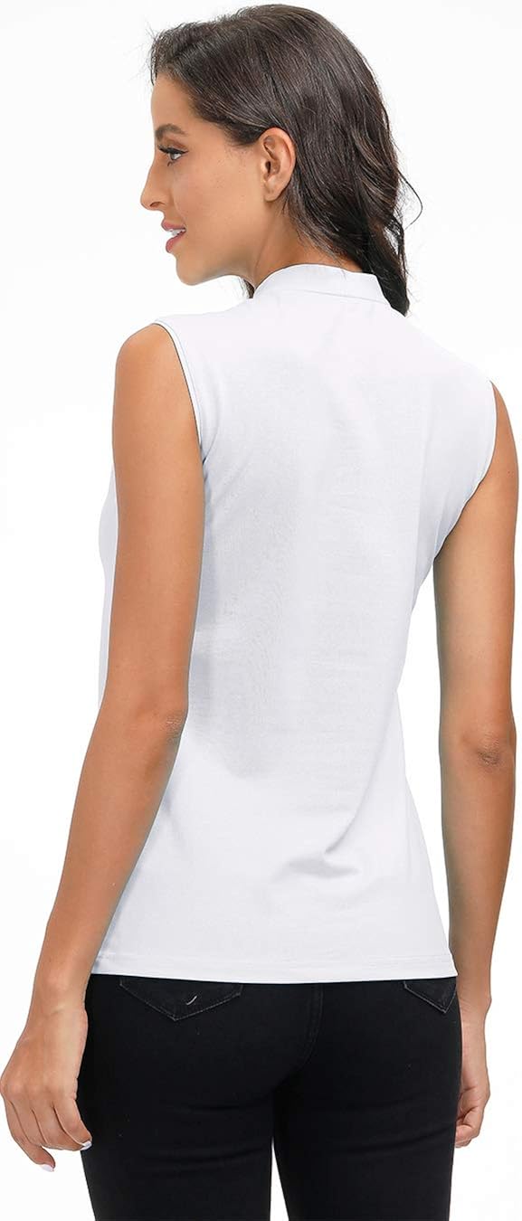 AIRIKE Golf Polo Shirts for Women Slim Fit Woman Sleeveless Sports Shirts Quick Dry Athletic Tank Tops for Tennis Work: Clothing