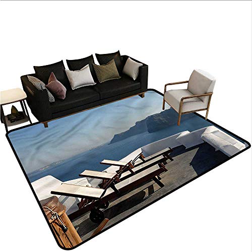 Travel,Anti-Slip Coffee Table Floor Mats 80"x 96" Sunlounger Terrace Santorini Silky Smooth Bedroom Mats - Thumbnail 6