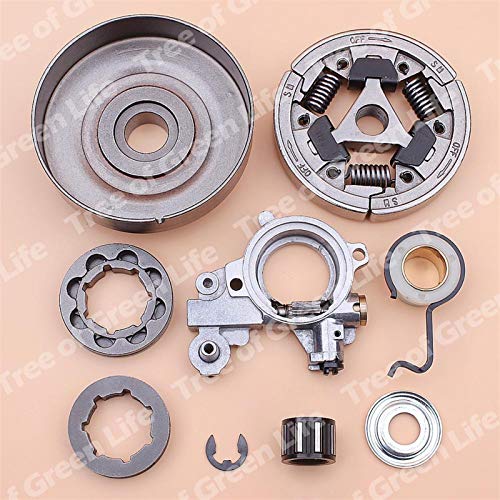 NAWQK Kupplungstrommel 3/8"8T 7T Kettenrad Rim Kit für Stihl MS361 MS 361 Ölpumpe Wurmzahnrad Kettensäge 1128 007 1000, 1128 160 2004 – Bild 7