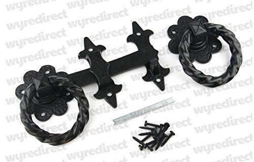 Gatemate Heavy Duty Ornamental Gate Ring Latch Twisted 8" 200mm Black Finish
