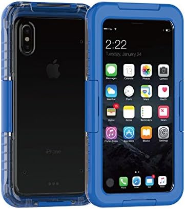 Iphone X 5.8 inch Waterproof Case For iPhone X Hybrid Swimming Diving Water ShockProof Outdoor Skiing Phone Cases For iPhoneX Hard Plasic+Silicone Cover (Blue)