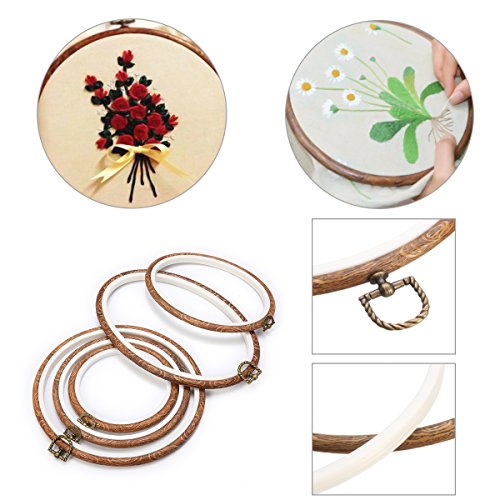 ARTISTORE 5 Pieces Embroidery Hoops Cross Stitch Hoop Embroidery Circle Set With Storage Bag For Art Craft - Thumbnail 2