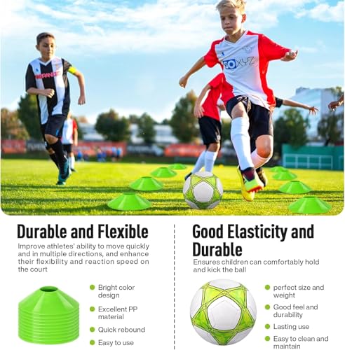 MIAOKE 1/2 Pcs Portable Soccer Goal of 4X3 FT for Backyard, Portable Football Goal Training Equipment with Football Cones, Carry Bag, Practice Net for All Ages Games, Sports