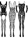 3 Pieces Women's Lace Stockings Lingerie Floral Fishnet Bodysuits Lingerie Nightwear for Romantic Date Wearing (Color Set 5)