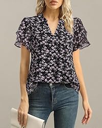 Lotusmile Women's Dressy Casual Chiffon Blouses