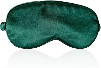 ECHOLLY 100% Mulberry Silk Sleep Mask Green with Travel Pouch & Ear Plugs