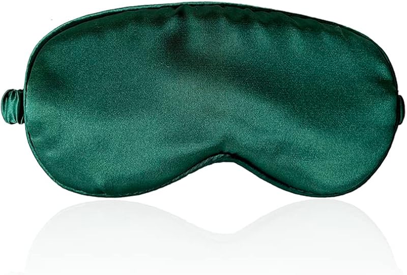 ECHOLLY 100% Mulberry Silk Sleep Mask Green with Travel Pouch & Ear Plugs