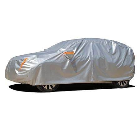 Kayme Vier Schichten autoabdeckung vollgarage für Winter & Sommer Wasserdicht Mit Baumwollreißverschluss Sun Uv Regenschutz O