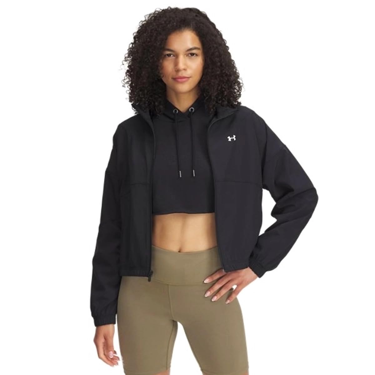 Under Armour Womens Rival Woven Jacket, (001) Black / / White, 1X