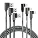 10FT 3 Pack Right Angle iPhone Charger Cord The Most Durable 90 Degree Fast Data Cable Nylon Braided Compatible with iPhone Xs Max/XS/XR/X, 8 7 6 6S 6 Plus, iPad, iPod (Black Gray, 10FT)
