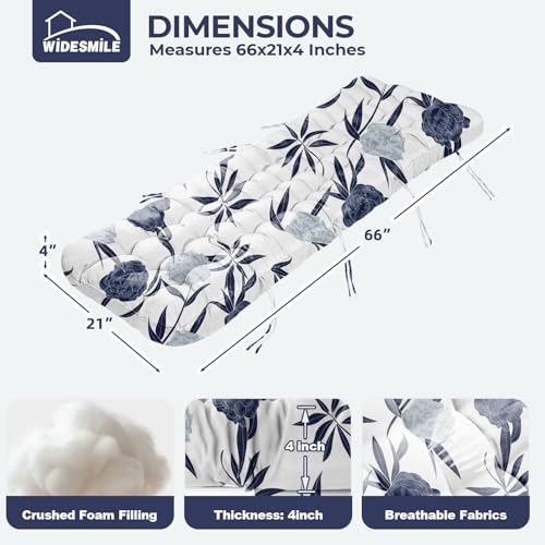 widesmile Waterproof Sun Lounger Cushion Only Replacement Lounger Cushions Pad for Sunloungers 100% Cotton Thick 167x53x10 cm Outdoor Garden Rattan Recliner Relaxer Chair Cushions, Blue Enchantress