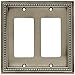 Brainerd 64770 Beaded Double Decorator Wall Plate / Switch Plate / Cover, Brushed Satin Pewter