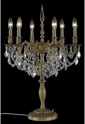 Table Lamps 6 Light With French Gold Finish Spectra Swarovski E12 Bulb 20 inch 360 Watts - World of Classic
