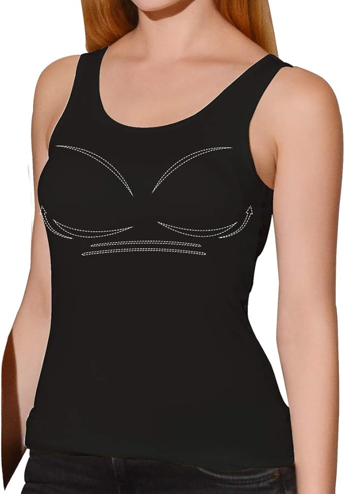 CARCOS Padded Tank Top, Women's Camisole Vest with Bra Basic Wide Strap