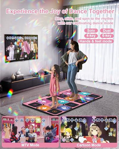 Acelufly Double Dance Mat, TV Dance Mat, Interactive Dance Mat with Multiple Modes, Birthday for Kids, Adults and Girls (Light Pink)