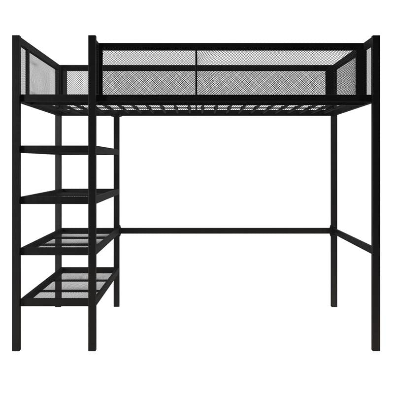 DHP Tiffany Storage Loft Bed with Book Case, Includes Shelves and Under