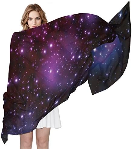 Fashion Universe Space Glaxy Print Chiffon Scarf Long Wrap Stole Shawl Wrap for Women
