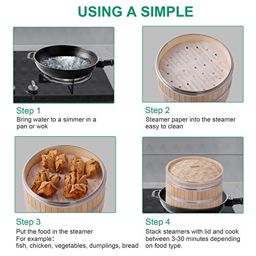 Green Science Bamboo Steamer Basket Premium 2 Tier Food Steamer with