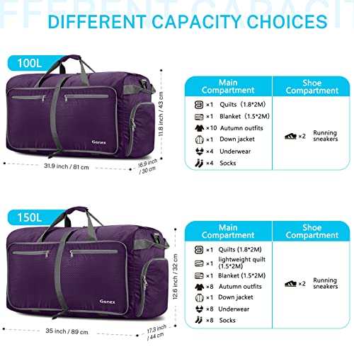 Gonex 150L Travel Duffel Bag Foldable Extra Large Duffle Bag XL Heavy