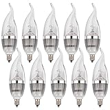 LEDMO(10 Pack, Flame Tip) LED Candle Bulb, E12 3W, 25W Equivalent, Warm White 3000K, 270LM, CRI80, Non-dimmable, LED Candelabra Bulb