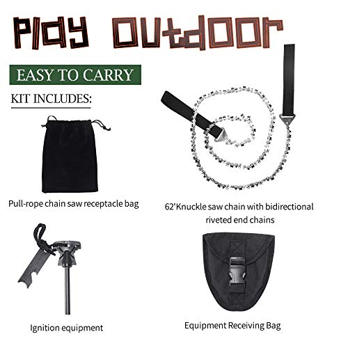 Loggers Art Gens Survival Pocket Chainsaw 48 Inch Compact Folding Hand Rope Chain Saw More Teeth Best for Wood Cutting,Camping,Hiking,Hunting or Emergency Kits-Comes with Pouch