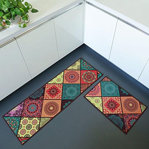 Sobibo Non-Slip Kitchen Mat Runner Area Rug Doormat Set, 2 Pieces(15"x47"+15"x23")