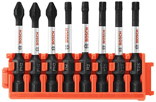 Click Here to See More Images Bosch CCSV208 8Piece Impact Tough Phillips, Square & Torx 2 In. Power Bits with Clip for Custom Case System