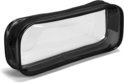 CHEERYMAGIC Clear Pencil Case Large Capacity PVC Zippered Bag Black