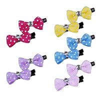 BYyushop 10Pcs/Pack Mini Cute Bow Pet Dog Cat Hairpin Charm Ribbon Bowknot Hair Clips - Random Color