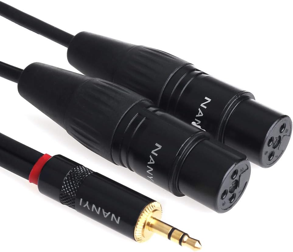 XLR Splitter Cable, NANYI- Microphone Cable XLR to XLR Patch Cables, 3-Pin XLR Male to Dual XLR Female Y Cable Adaptor mic Cable DMX Cable Patch Cords with Oxygen-Free Copper, (0.5 Meters /1.6Feet)