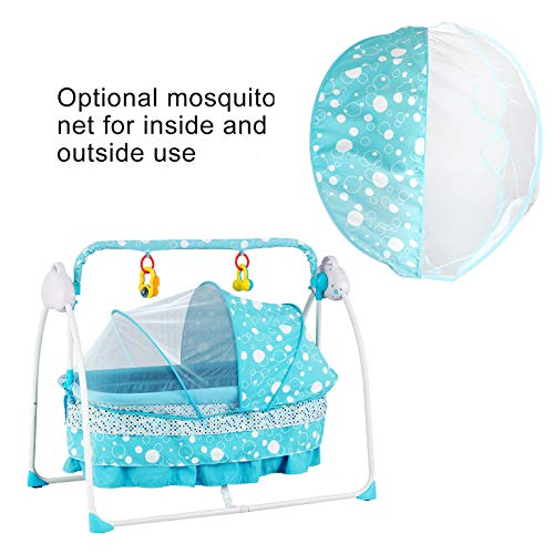 Uenjoy Rocking Multifunction Baby Swing Bed Automatic Bassinet Baby Basket with Remote Control, Music, Timing, Adjustable Speed, Blue