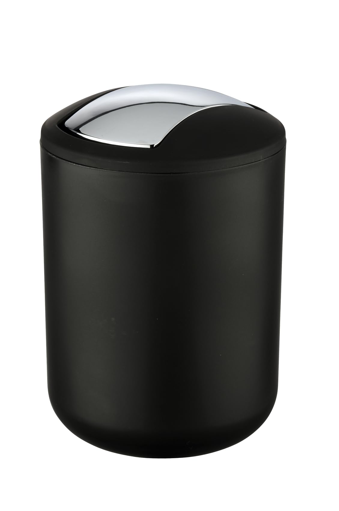 WENKO 21211100 Swing cover bin Brasil Black S - unbreakable, capacity 2 L, Thermoplastic elastomer (TPE), 14 x 19 x 14 cm, Black