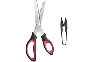 YAZEMKEL Pinking Shears Serrated,Comfort Grips Handled, Professional Dressmaking Sewing Craft Zig Zag Cut Scissors, Suitable for Many Kinds of Fabrics and Paper, 9 Inch
