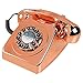 Wild Wood Rotary Design Retro Landline Phone for Home, Metallic Copper
