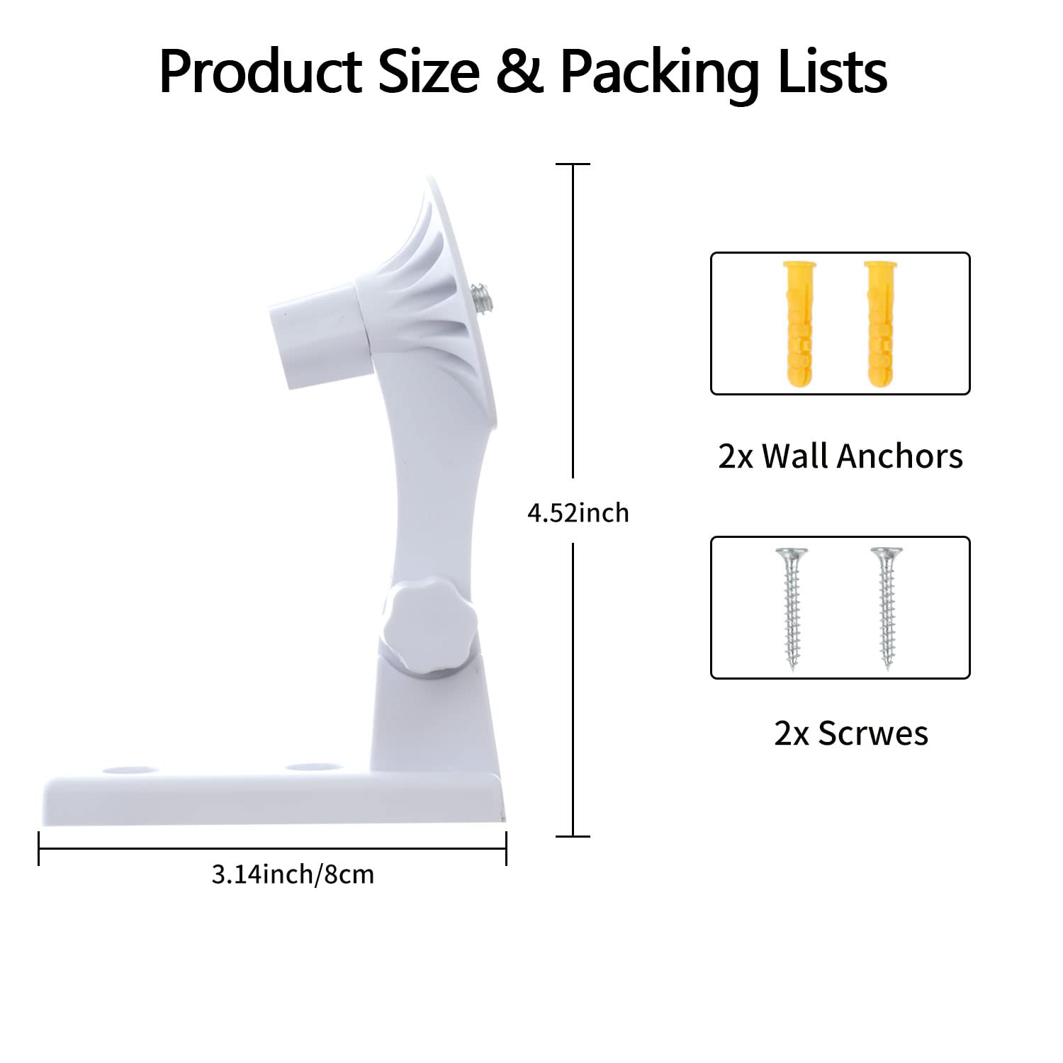 Wall Mount Compatible with Blink Mini Pan-Tilt Camera, 2 Pack Adjustable Angles Bracket 180 Degree Rotation Easy to Install (NOT Included The Cam)