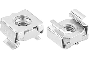 uxcell M5 x 0.8mm Cage Nut, 50Pcs Snap-in Cage Nuts, Carbon Steel Zinc Plated Metric Nut for Server Rack Cabinet, Silver
