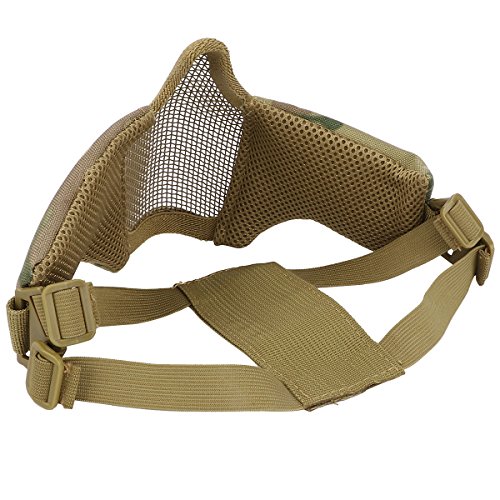 IronSeals Foldable 6" Half Face Mask Mesh Adjustable Tactical Lower Face Protective Mask for Airsoft/Hunting/Paintball/Shooting - Thumbnail 3
