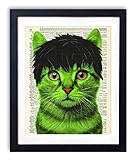 The Hulk Cat Superhero Kids Bedroom Wall Decor, Vintage Wall Art Upcycled Dictionary Art Print Poster For Kids Room Decor 8x10 inches, Unframed